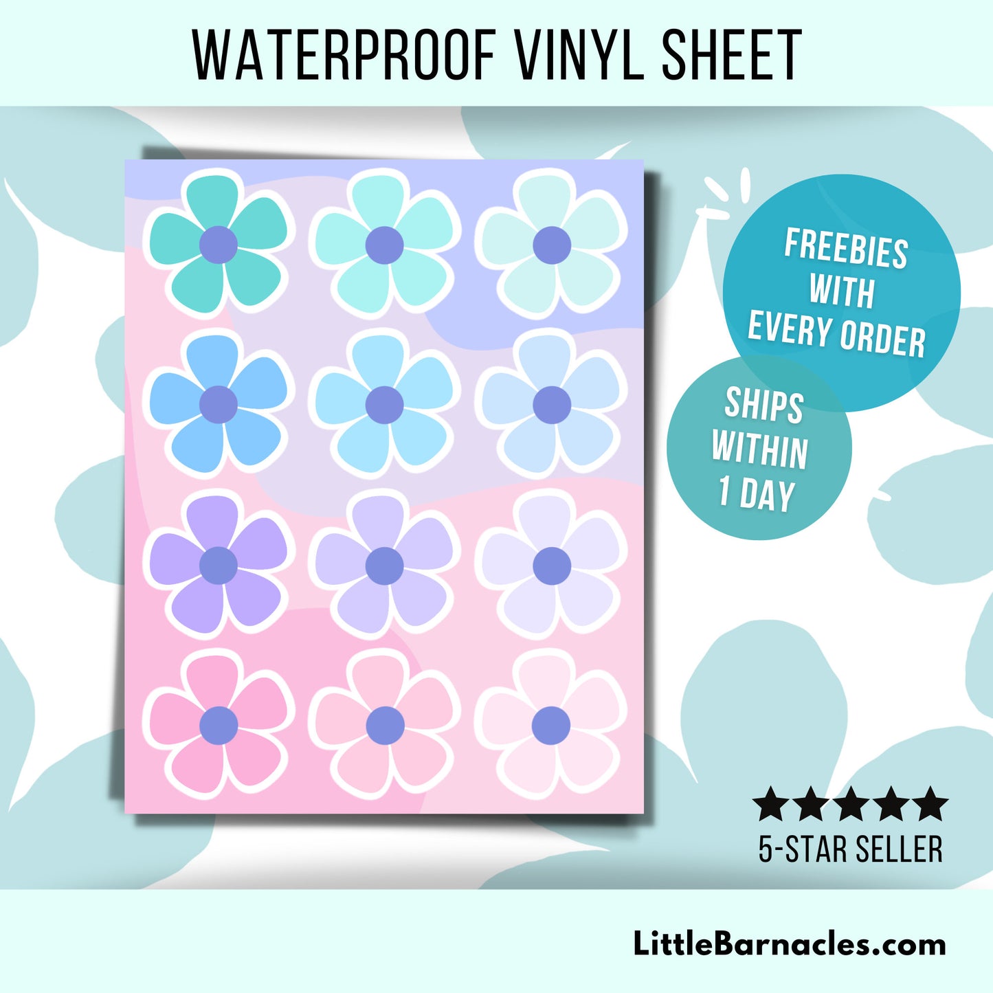 Mini Pastel Flowers Sticker Sheet Cute Gradient Small Flowers