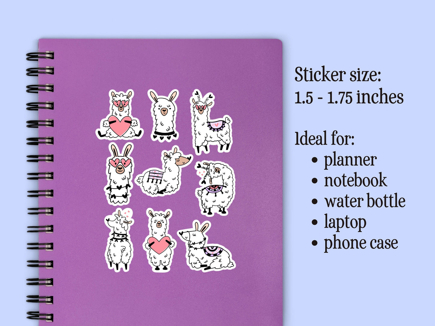 Mini Llama Sticker Sheet Cute Farm Animal Llama Small Sticker
