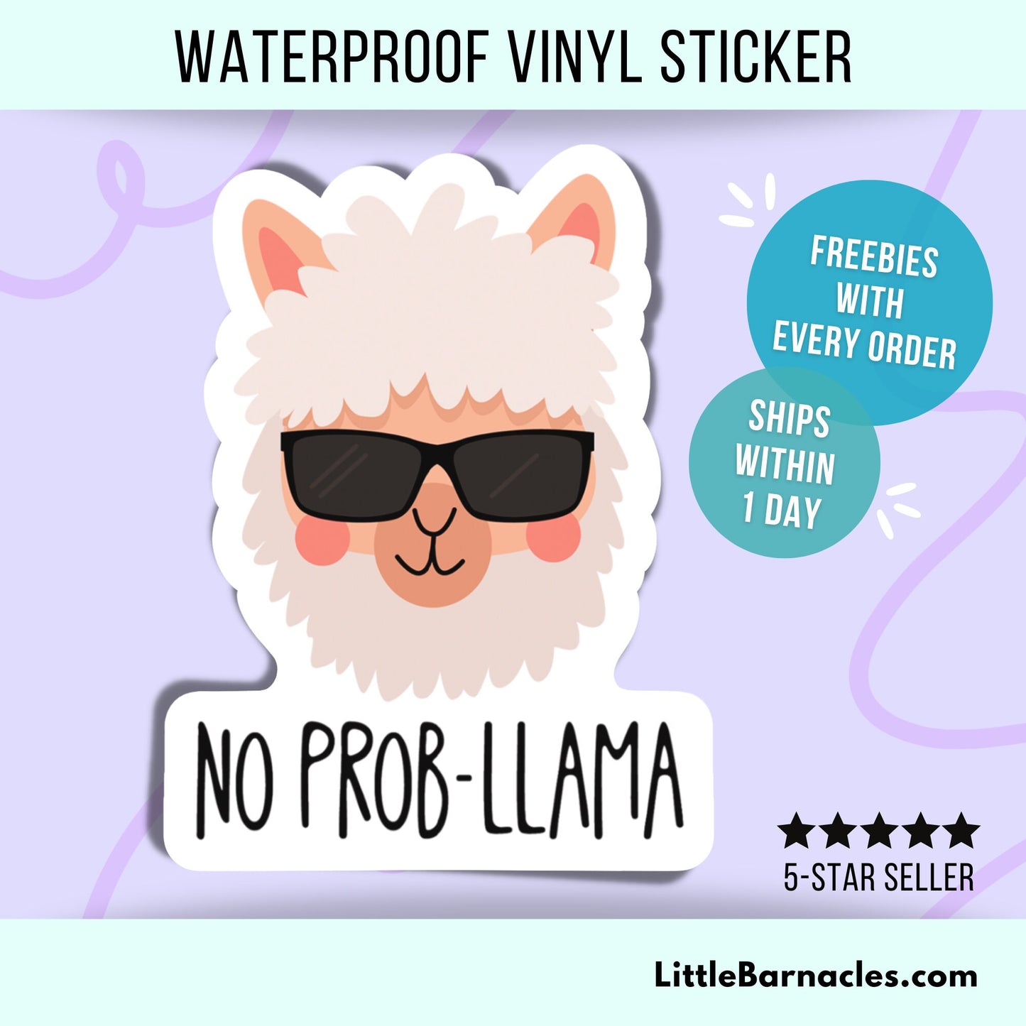 Cute Llama Sticker No Prob Llama