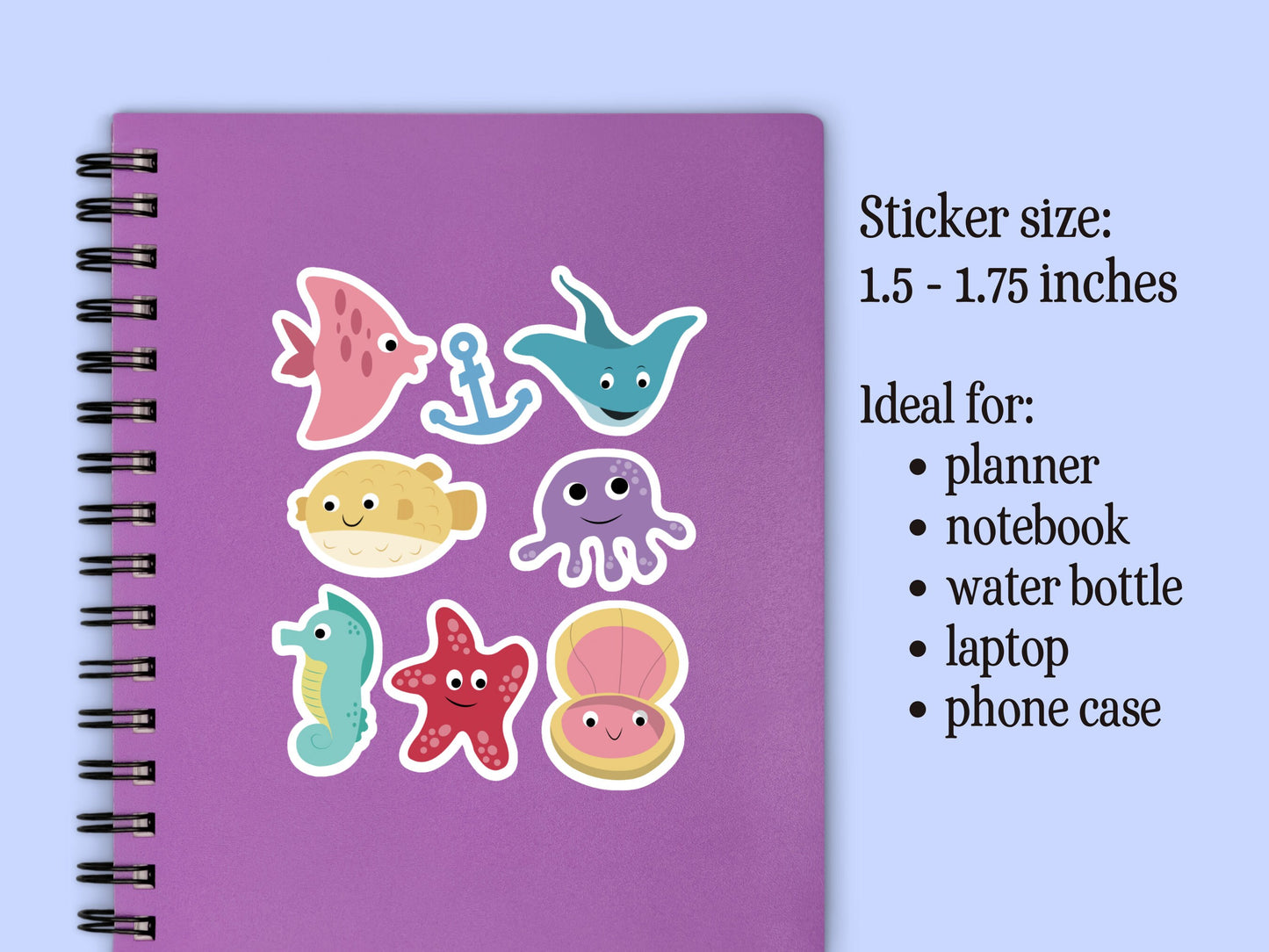 Mini Sea Animal Sticker Sheet Cute Aquarium Fish Small Sticker