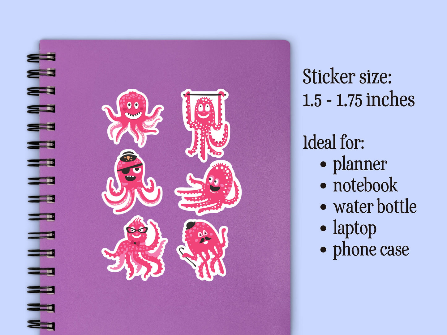 Mini Pink Octopus Sticker Cute Small Sticker