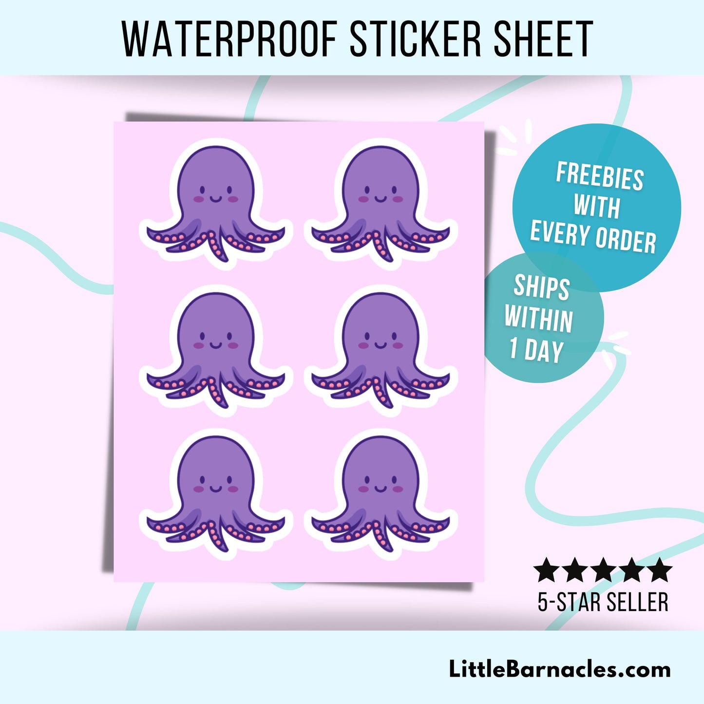 Mini Purple Octopus Sticker Cute Small Sticker
