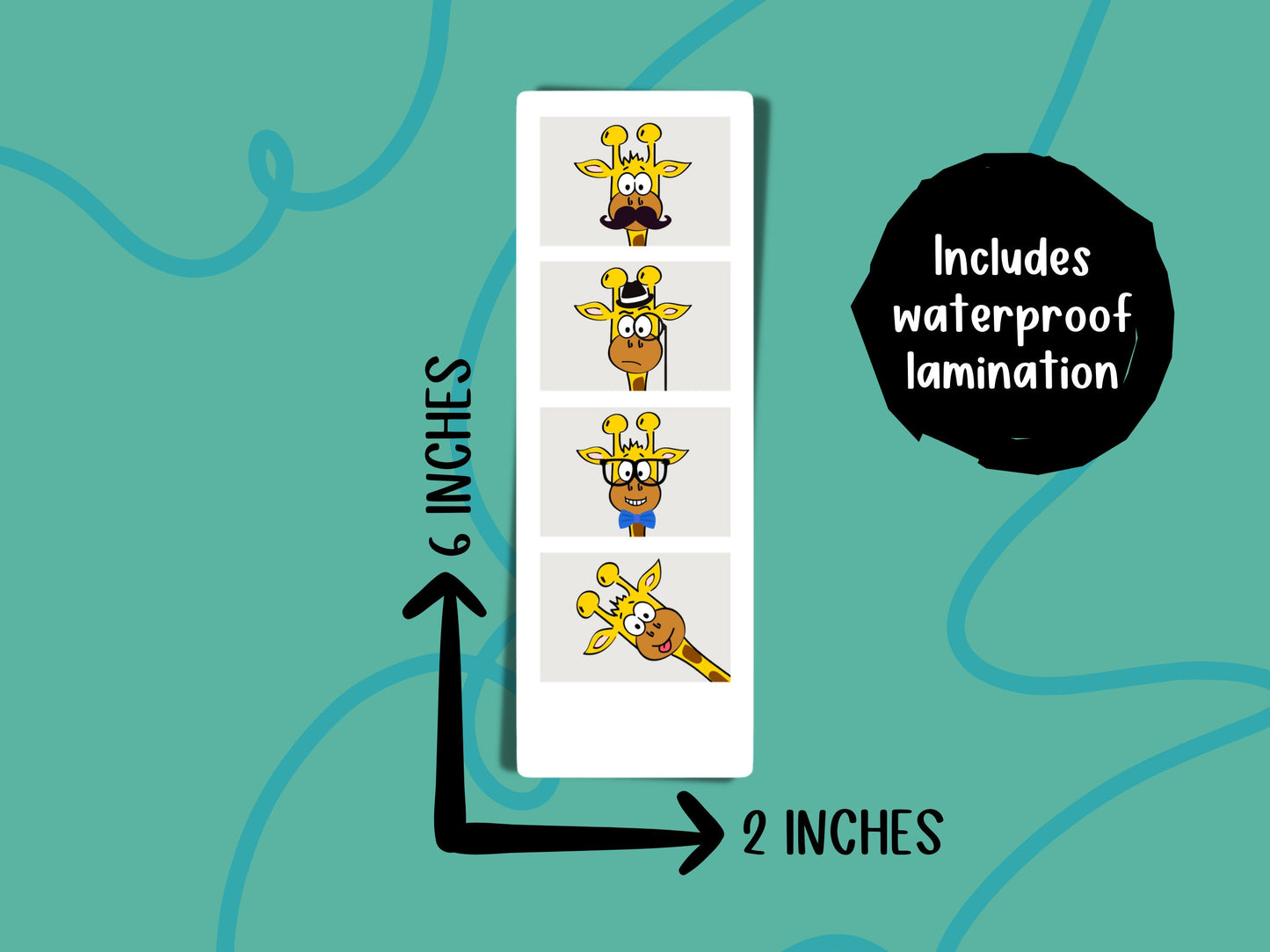 Giraffe Bookmark Funny Photo Booth Bookmark for Book Lover