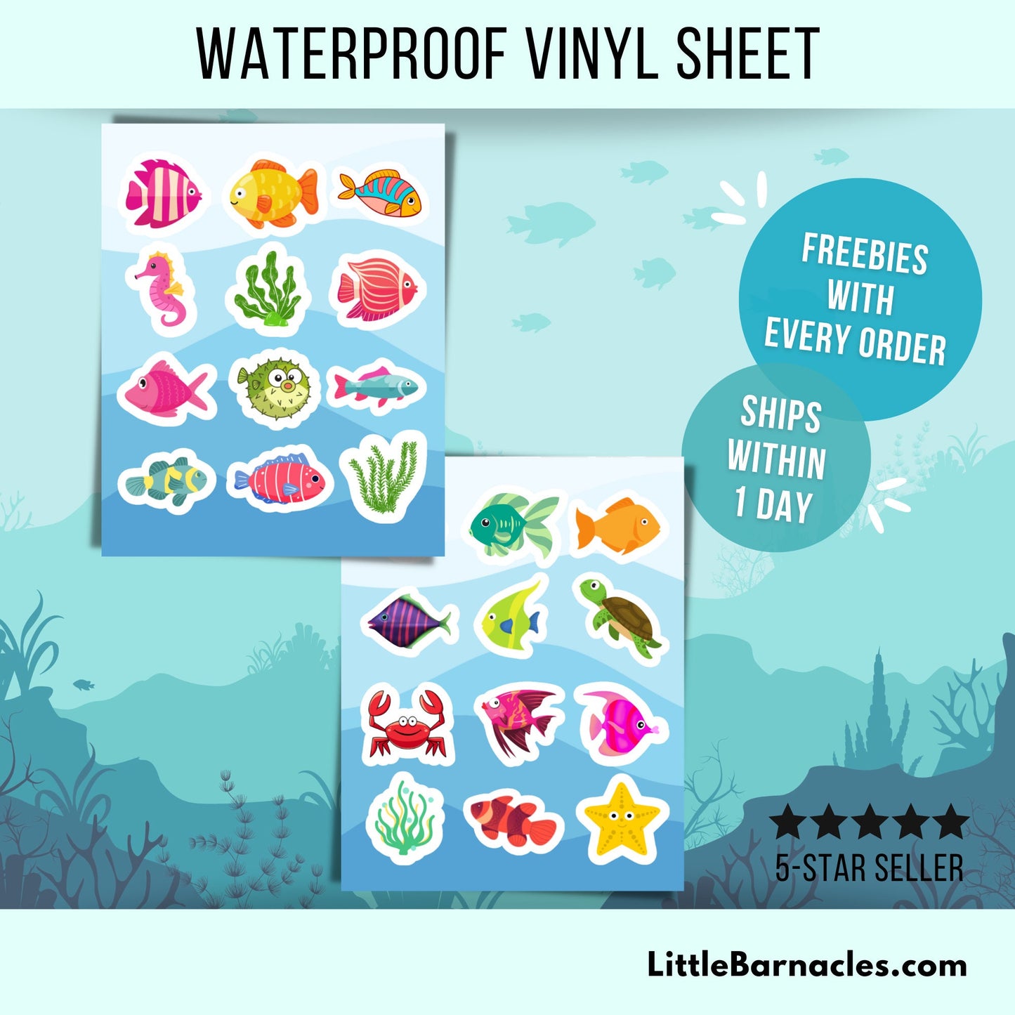Mini Underwater Sticker Sheet Aquarium Tropical Fish Small Sticker