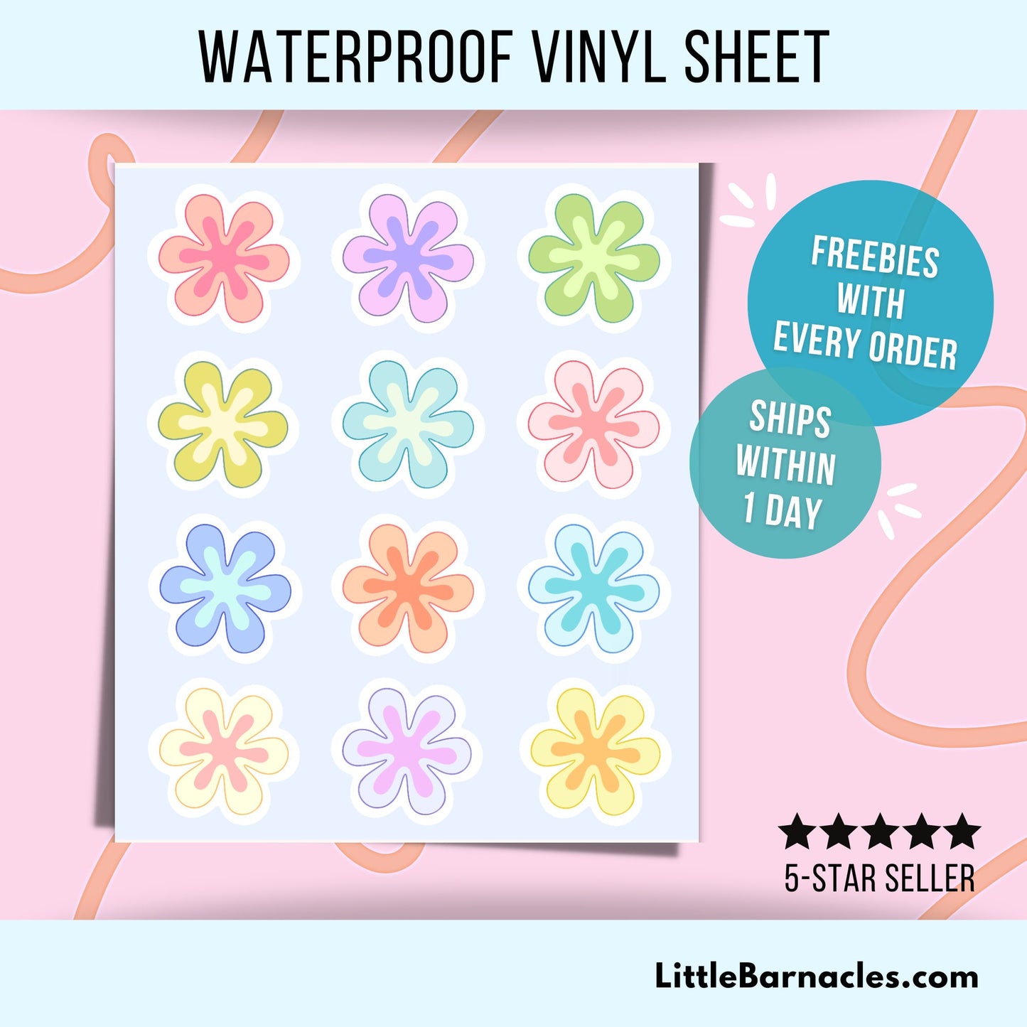 Mini Rainbow Flower Sticker Sheet Colorful Flower Small Sticker