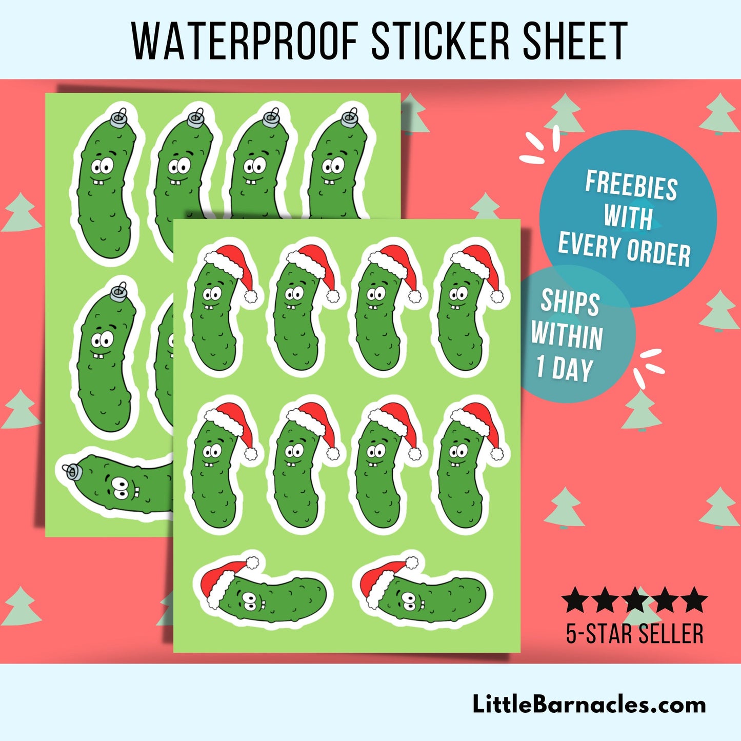 Mini Christmas Pickle Sticker Sheet Christmas Sticker