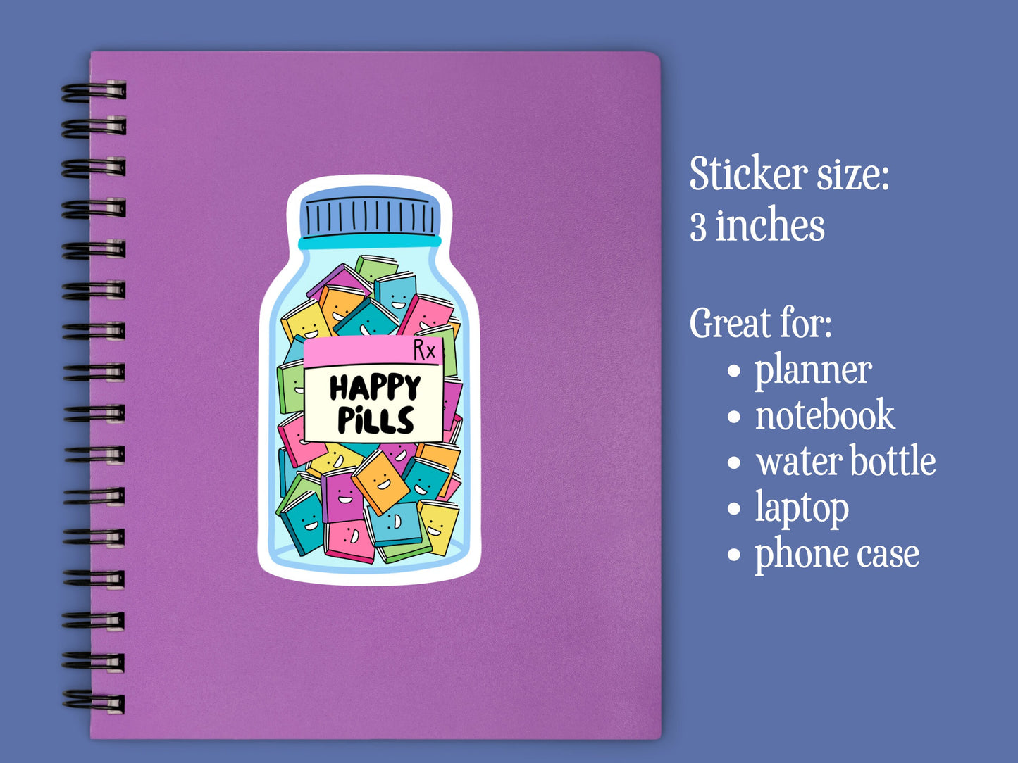 Happy Pills Books Sticker for Book Lover