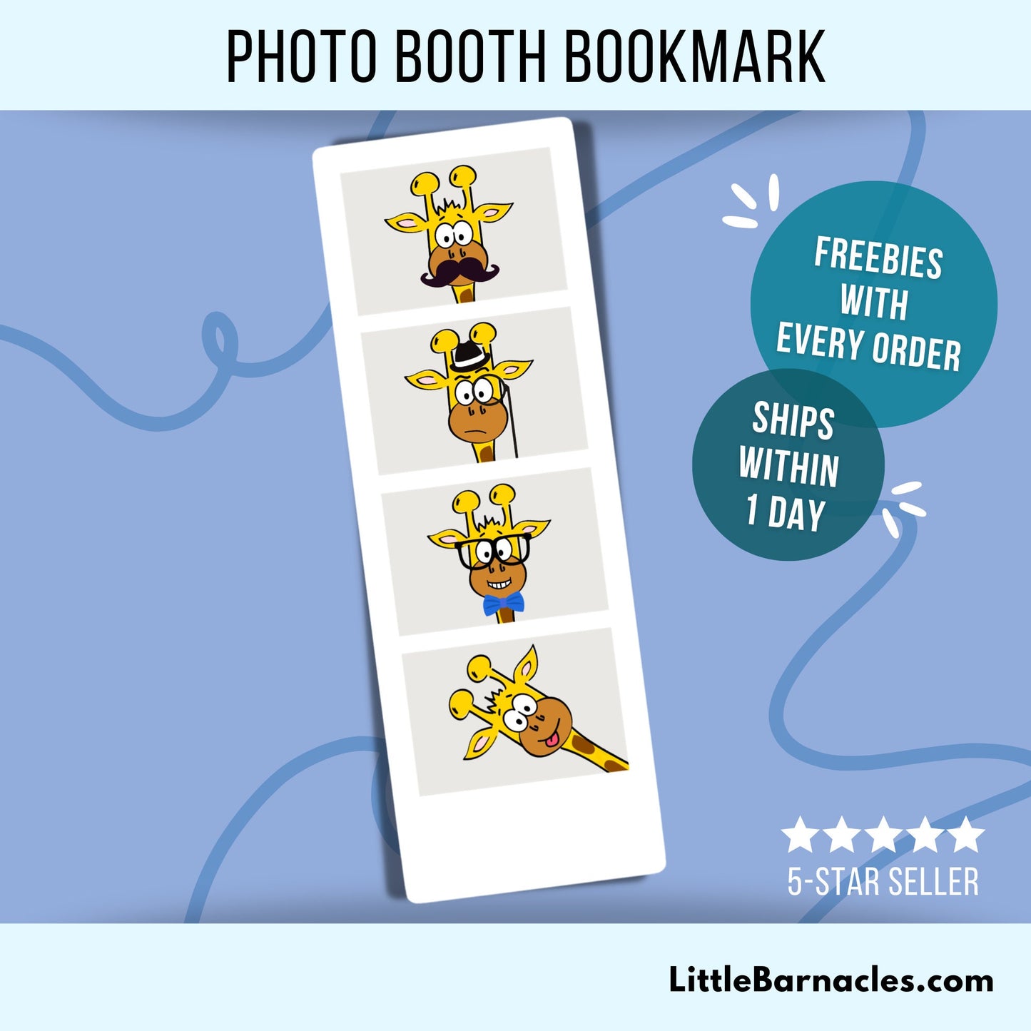 Giraffe Bookmark Funny Photo Booth Bookmark for Book Lover