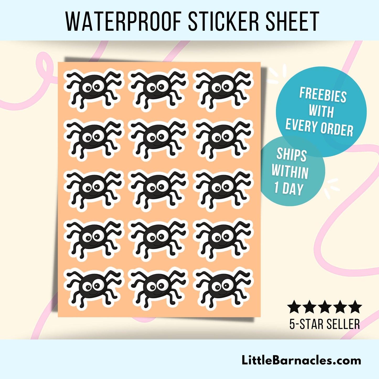 Spider Sticker Sheet Halloween Cute Spiders Small Sticker