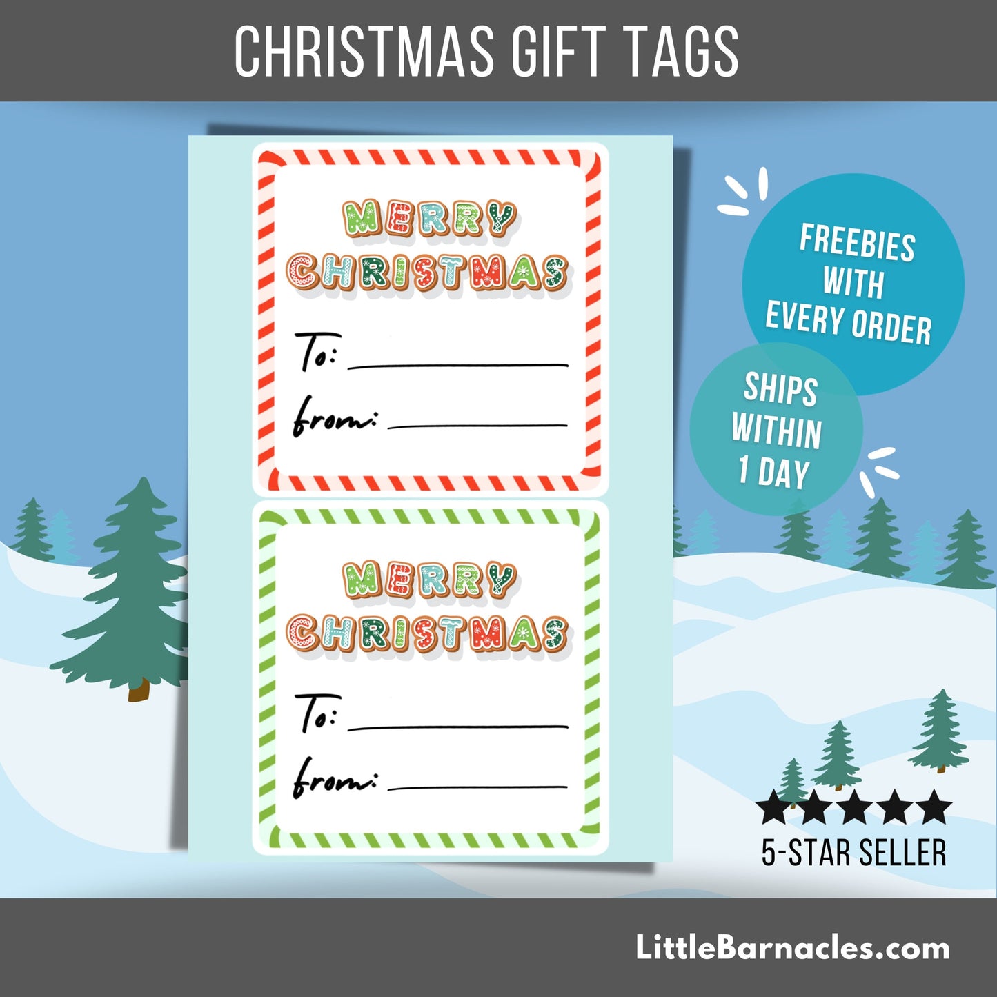 Christmas Gift Tags Present Name Tags Sticker To And From Tags