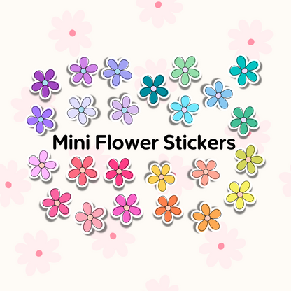 Mini Flower Sticker Sheet • Waterproof Vinyl Flower Stickers • Cute Tiny Floral Stickers • Small Botanical Decals
