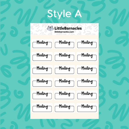 Meeting Planner Sticker • 1.5 Inch Quarter Box • Text Color Options • Appointment Reminder Label • Calendar Planner Sticker