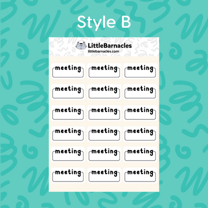 Meeting Planner Sticker • 1.5 Inch Quarter Box • Text Color Options • Appointment Reminder Label • Calendar Planner Sticker