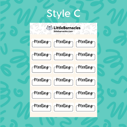 Meeting Planner Sticker • 1.5 Inch Quarter Box • Text Color Options • Appointment Reminder Label • Calendar Planner Sticker