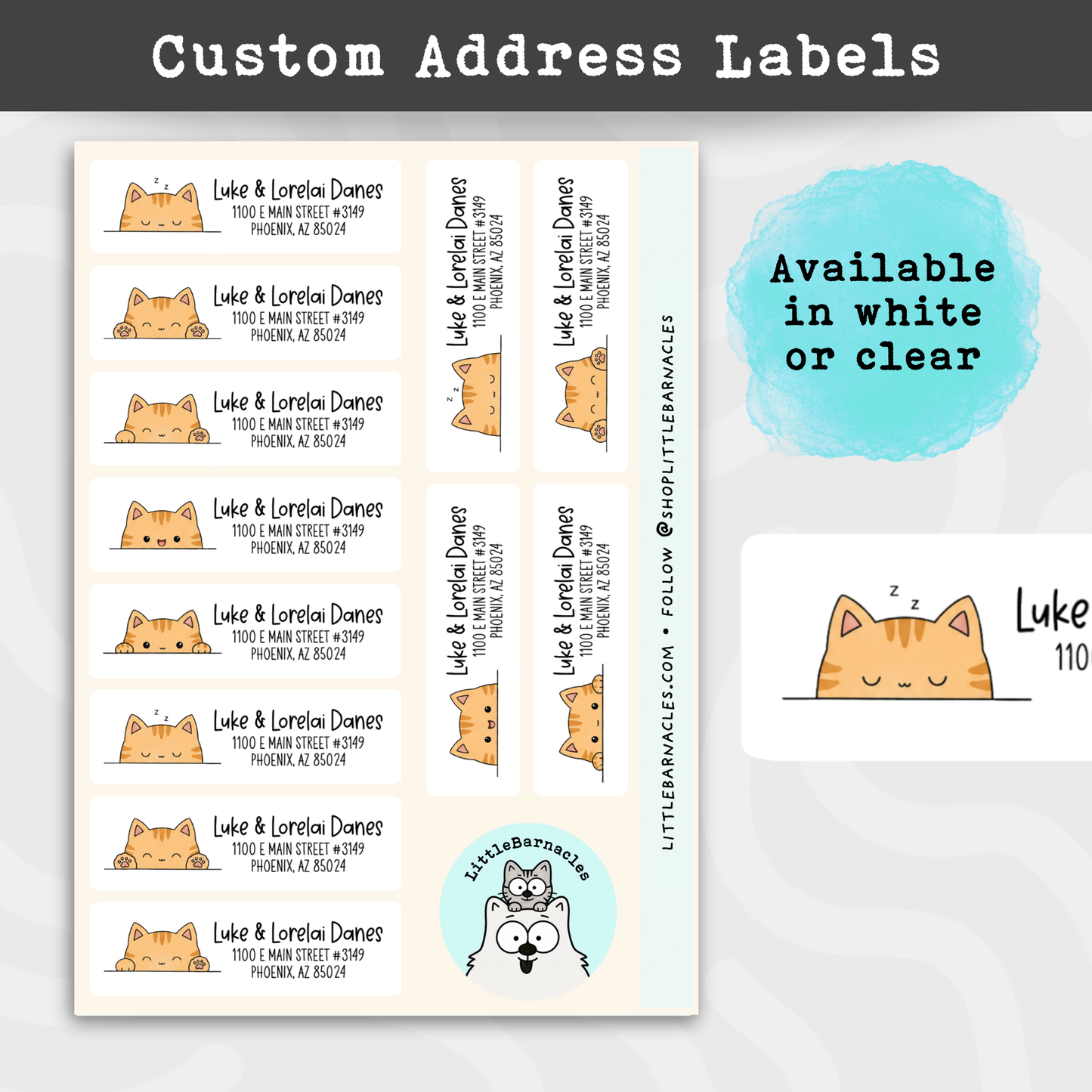 Orange Tabby Cat Return Address Labels • Personalized Stickers • Custom Cat Address Labels • Cute Ginger Cat Labels • Pet Return Address