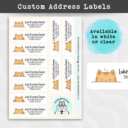 Orange Tabby Cat Return Address Labels • Personalized Stickers • Custom Cat Address Labels • Cute Ginger Cat Labels • Pet Return Address