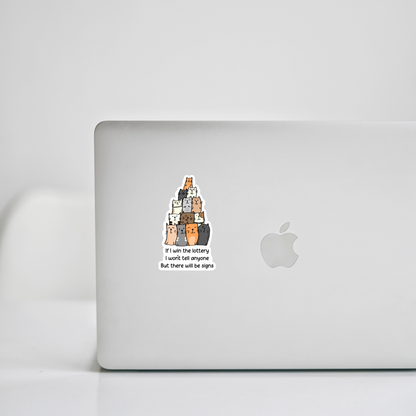 Lottery Cat Meme Sticker • Funny Cat Lover Decal • Waterproof Vinyl Cat Sticker • Meme Cat Gift • Laptop Water Bottle Sticker