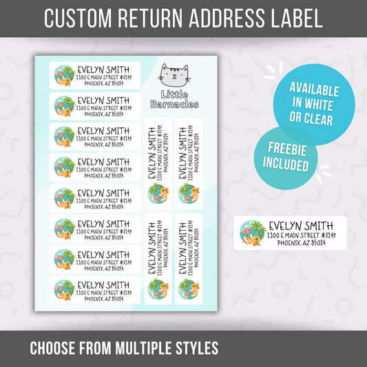 Beach Scene Custom Address Labels, Return Address Labels, Personalized Mailing Labels