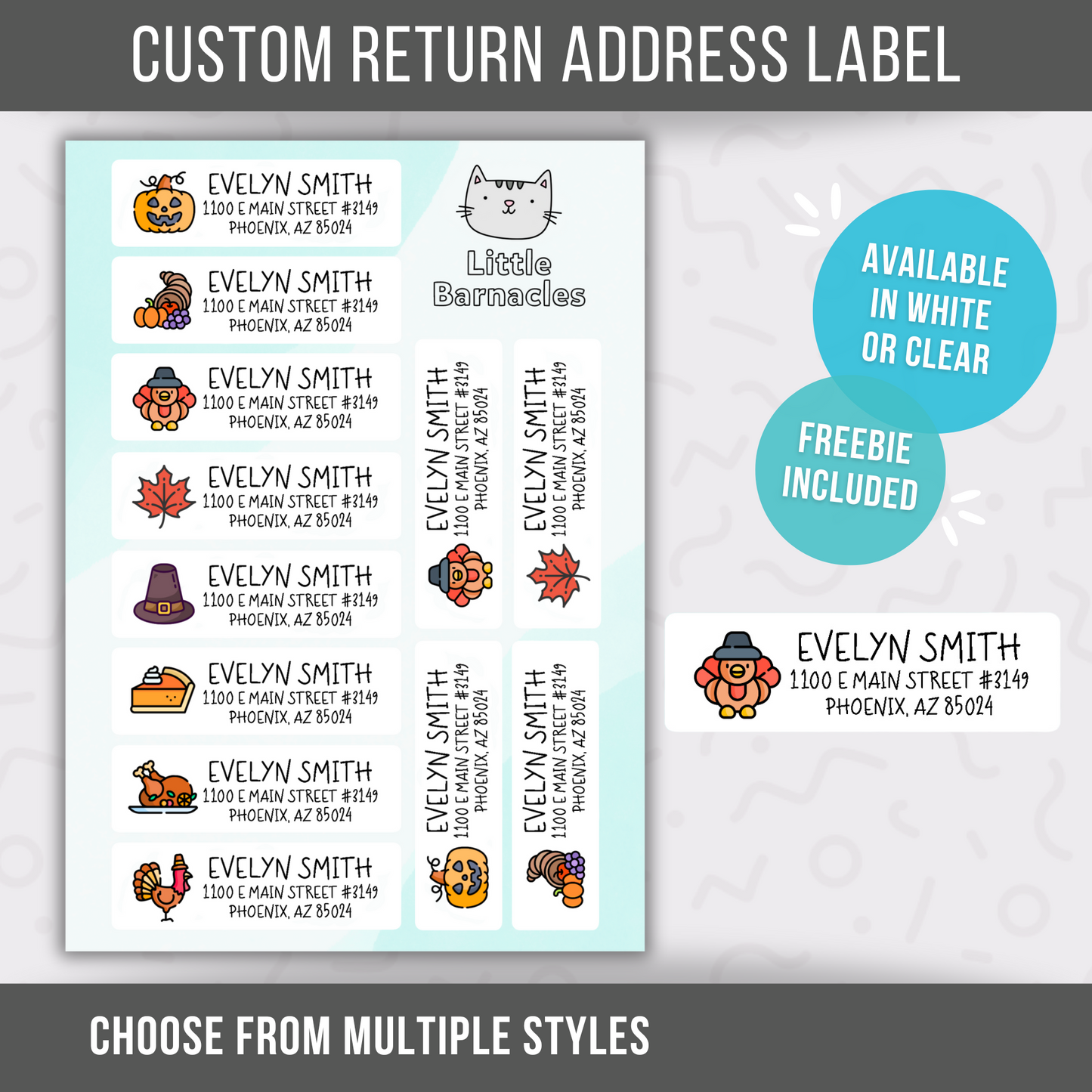 Custom Thanksgiving Address Labels, Return Address Labels, Personalized Mailing Labels, Return Address Stickers, Customizable Address Labels