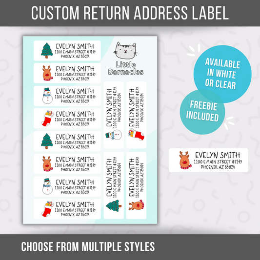 Custom Christmas Address Labels, Return Address Labels, Personalized Mailing Labels, Return Address Stickers, Customizable Address Labels Christmas Icons