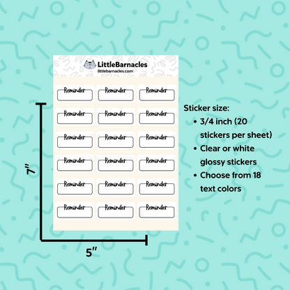 Reminder Planner Sticker • 1.5 Inch Quarter Box • Appointment Reminder Label • Student & College Planner • Calendar Reminder Sticker