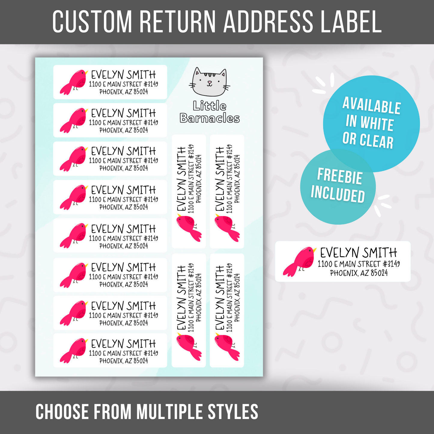 Red Bird Custom Address Labels, Return Address Labels, Personalized Mailing Labels