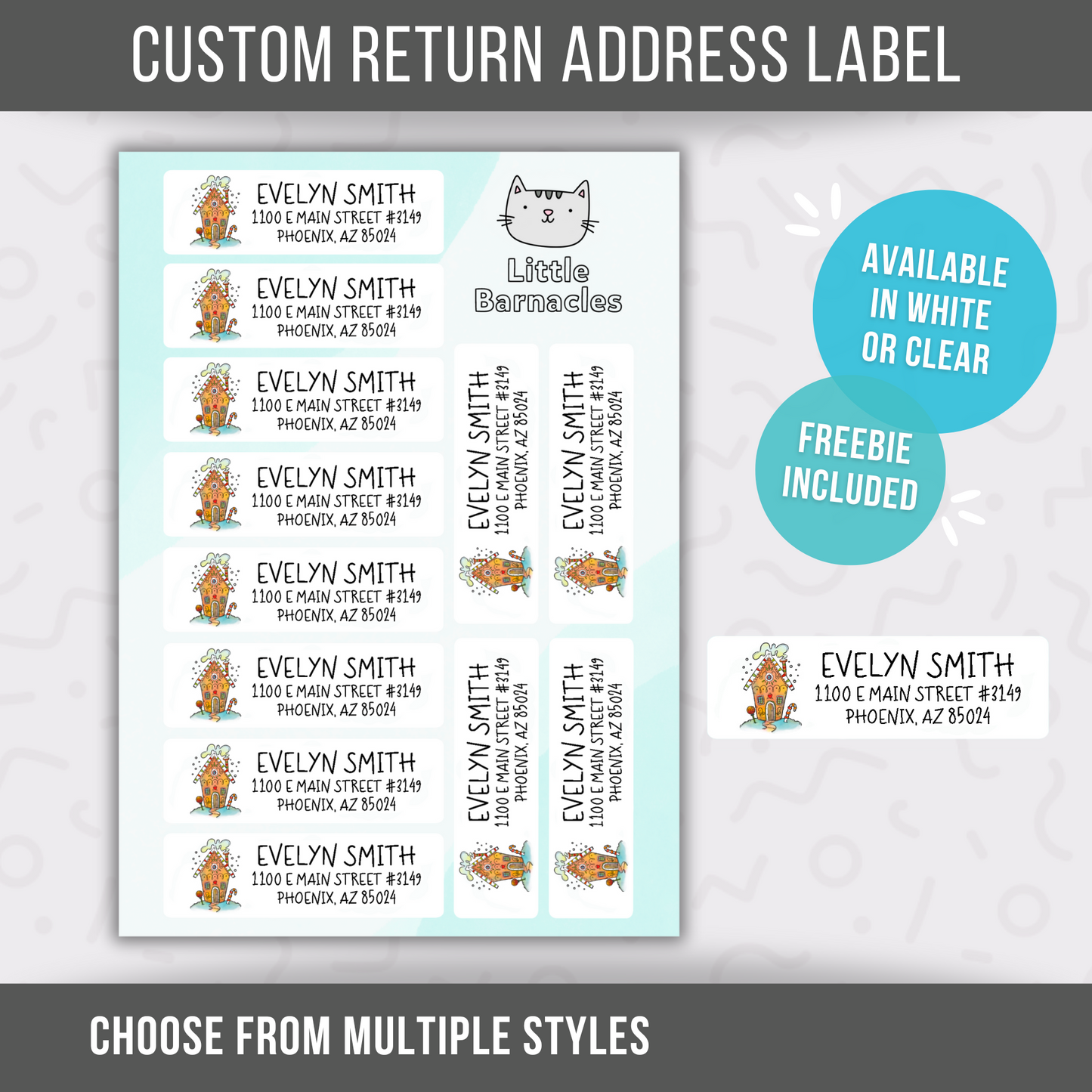 Custom Christmas Address Labels, Return Address Labels, Personalized Mailing Labels, Return Address Stickers, Customizable Address Labels Gingerbread House