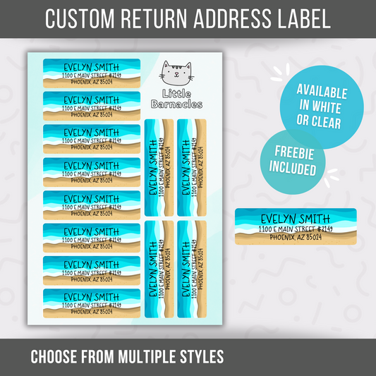 Beach Waves Custom Address Labels, Return Address Labels, Personalized Mailing Labels