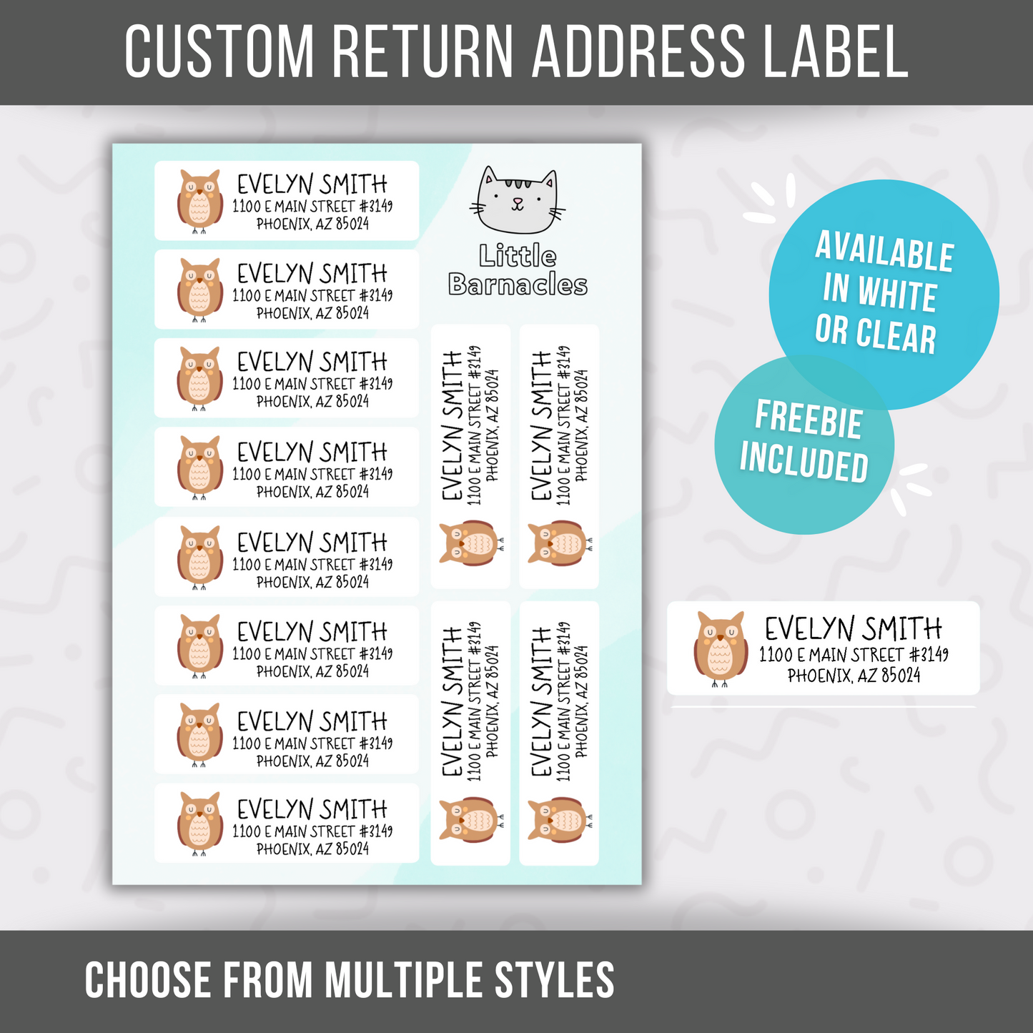 Custom Address Labels, Return Address Labels, Personalized Mailing Labels, Return Address Stickers, Customizable Address Label Owl