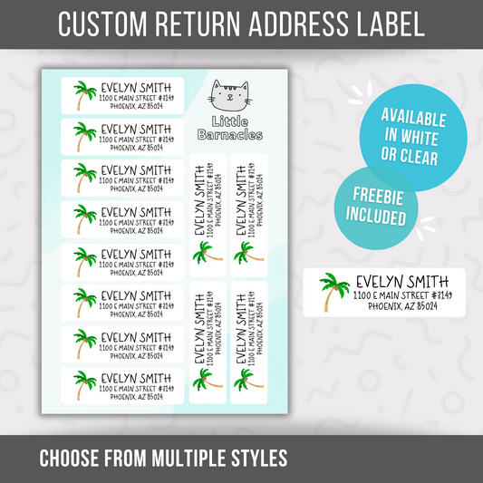 Palm Tree Custom Address Labels, Return Address Labels, Personalized Mailing Labels