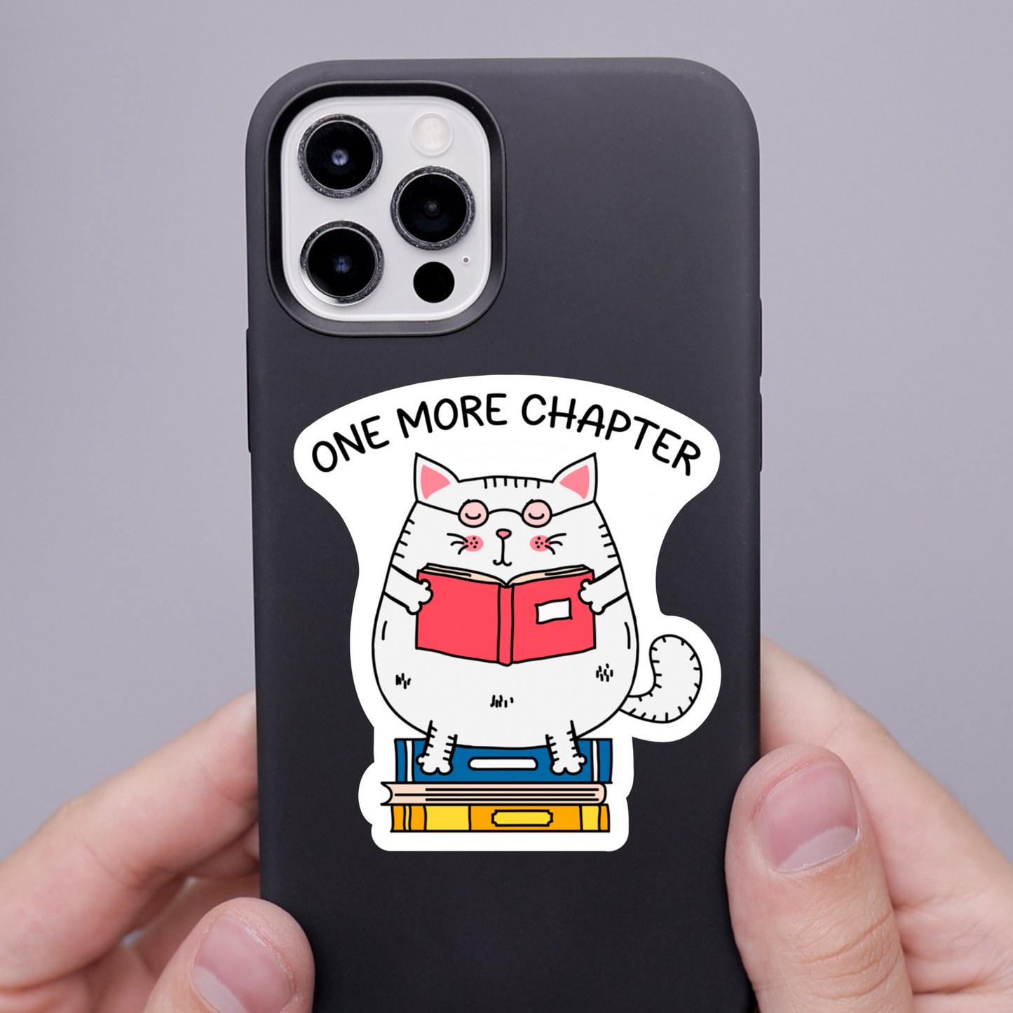 One More Chapter Sticker Funny Cat Sticker Book Lover Reader Gift Book Journal Sticker Book Sticker Waterproof Vinyl Laptop Water Bottle