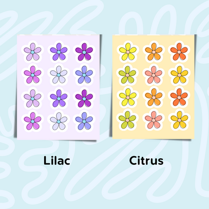 Mini Flower Sticker Sheet • Waterproof Vinyl Flower Stickers • Cute Tiny Floral Stickers • Small Botanical Decals