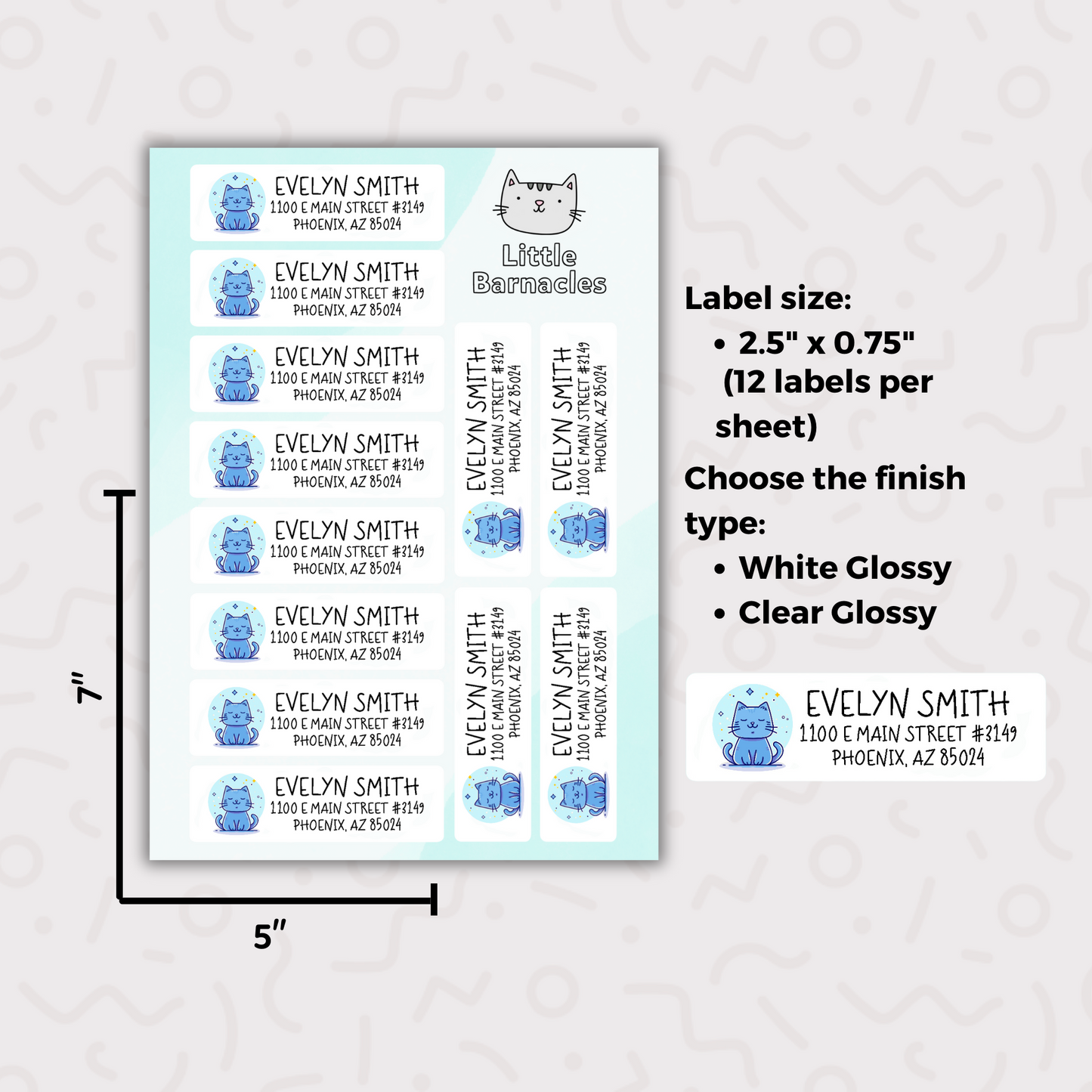 Custom Address Labels, Return Address Labels, Personalized Mailing Labels, Return Address Stickers, Customizable Address Labels Blue Cat