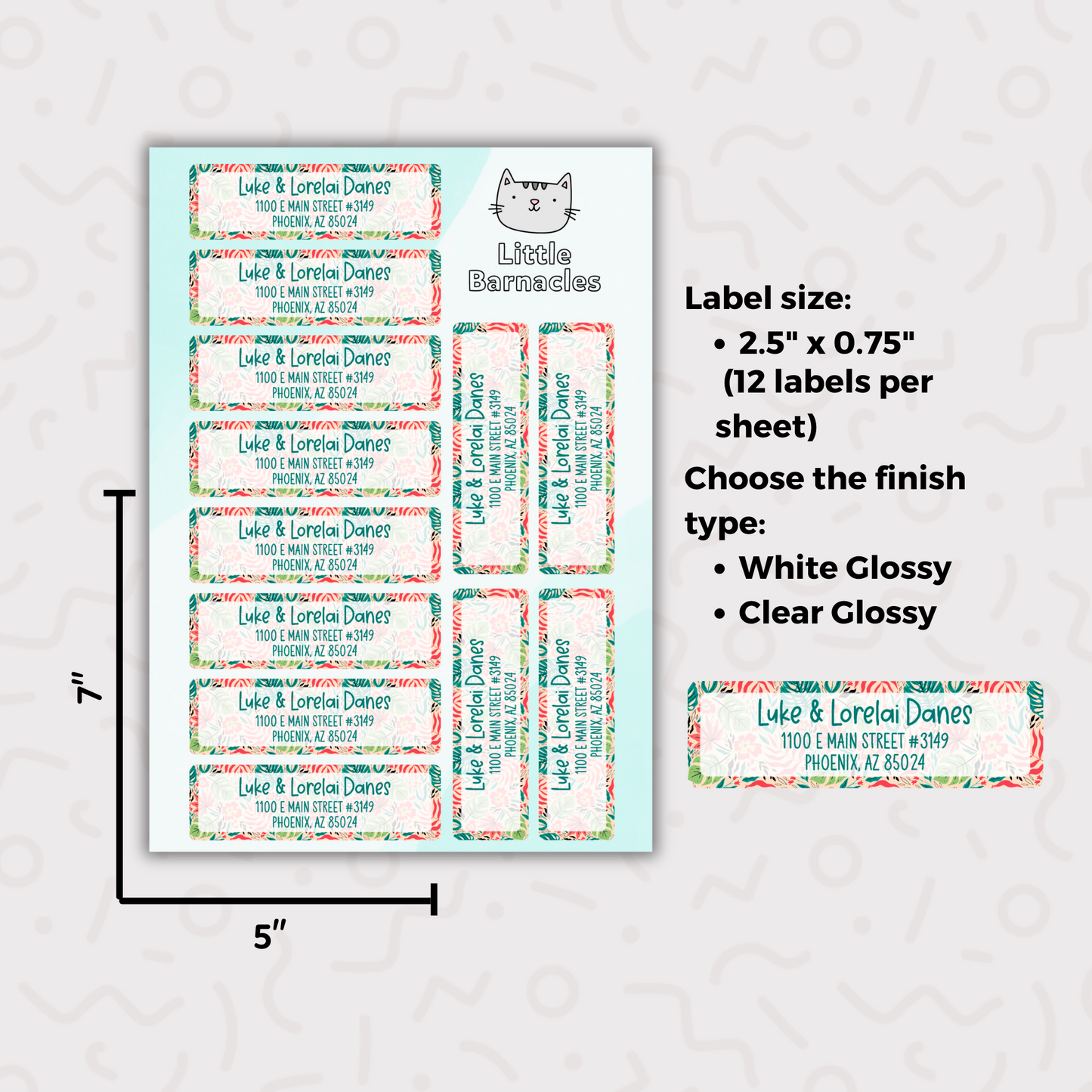 Tropical Flower Custom Address Labels, Return Address Labels, Personalized Mailing Labels