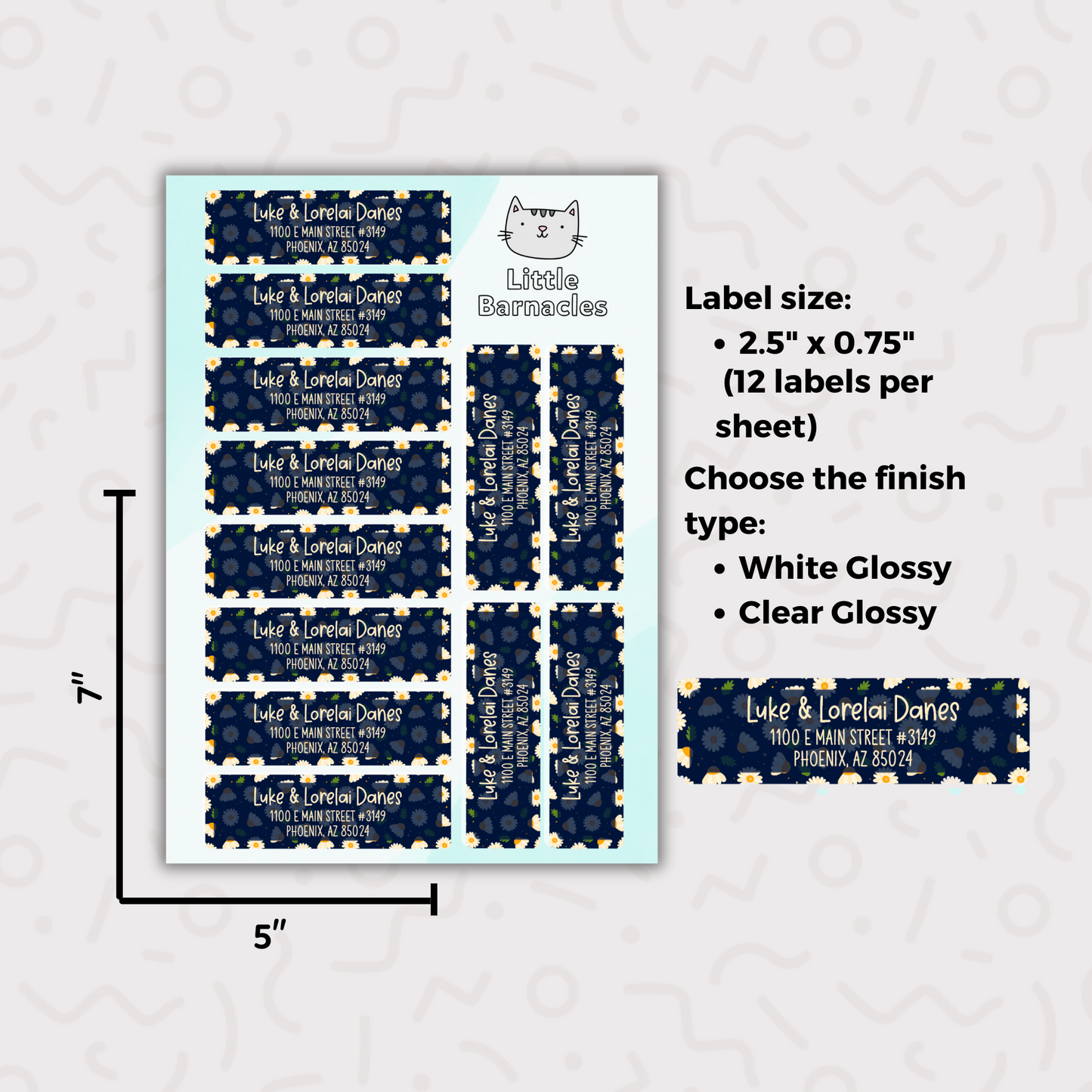 Daisy Flower Custom Address Labels, Return Address Labels, Personalized Mailing Labels