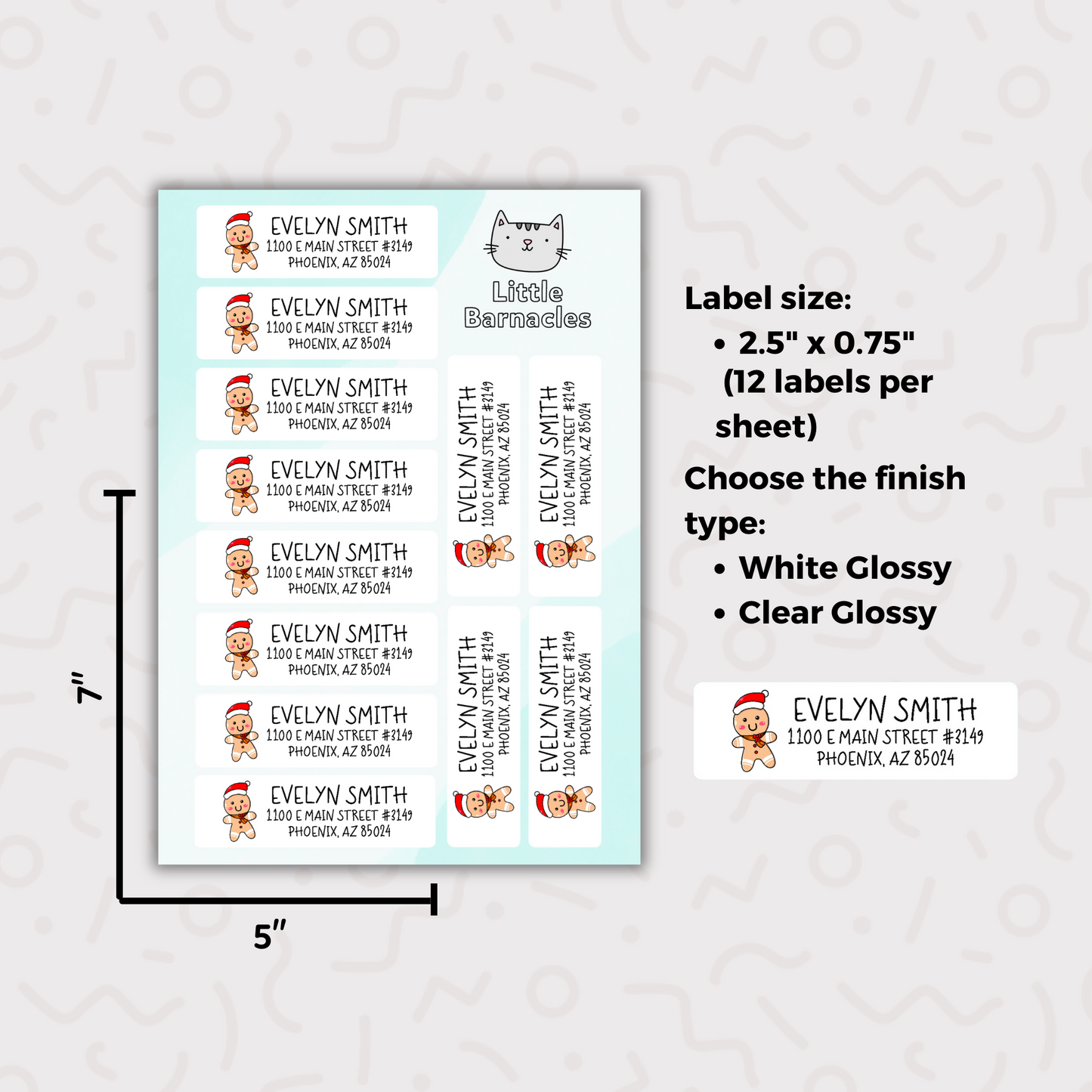 Custom Christmas Address Labels, Return Address Labels, Personalized Mailing Labels, Return Address Stickers, Customizable Address Labels Gingerbread Man