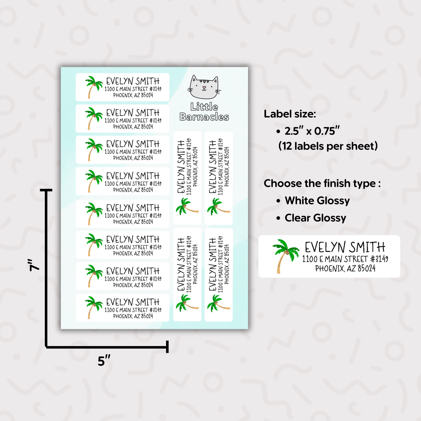 Palm Tree Custom Address Labels, Return Address Labels, Personalized Mailing Labels