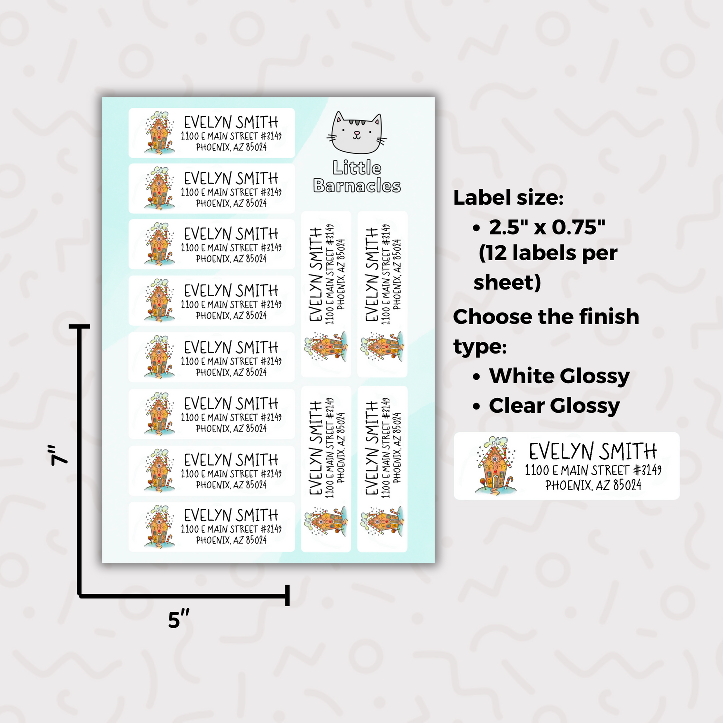 Custom Christmas Address Labels, Return Address Labels, Personalized Mailing Labels, Return Address Stickers, Customizable Address Labels Gingerbread House