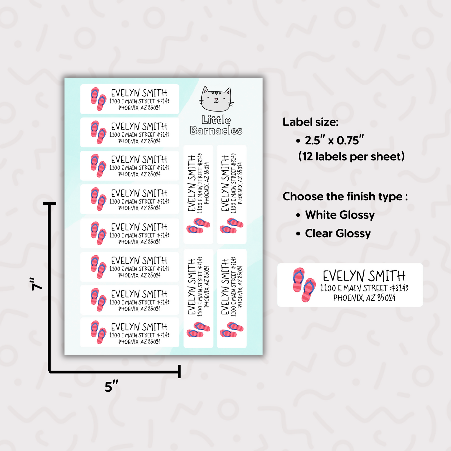 Pink Flip Flops Custom Address Labels, Return Address Labels, Personalized Mailing Labels