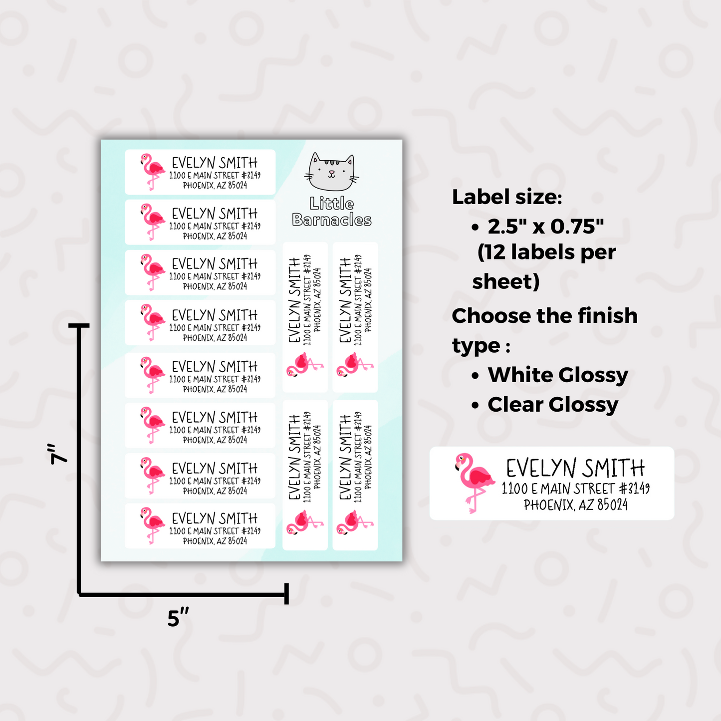 Pink Flamingo Custom Address Labels, Return Address Labels, Personalized Mailing Labels