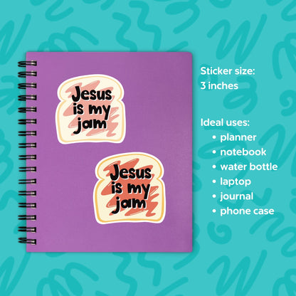 Jesus Is My Jam Sticker • Waterproof Vinyl Christian Decal • Faith Humor Sticker • Religious Gift • Bible Lover Sticker