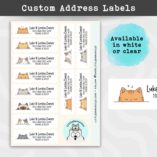 Custom Cat Address Labels • Return Address Stickers • Sheet of 12 Labels • Personalized Mailing Labels • Cute Cat Return Label