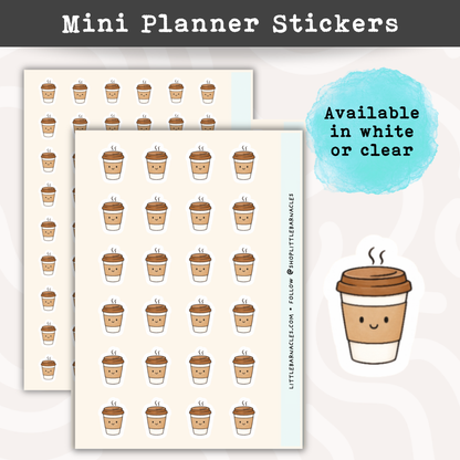 Mini Coffee Planner Stickers • Coffee Lover Icon • Funny Coffee Addict Sticker • Coffee Date Reminder • Tiny Drink Calendar Sticker