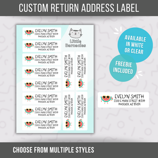 Watermelon Custom Address Labels, Return Address Labels, Personalized Mailing Labels