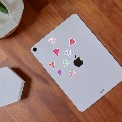 Mini Gemstone Sticker Sheet • Waterproof Vinyl Crystal Stickers • Cute Gem Decals • Small Laptop Water Bottle Journal Stickers