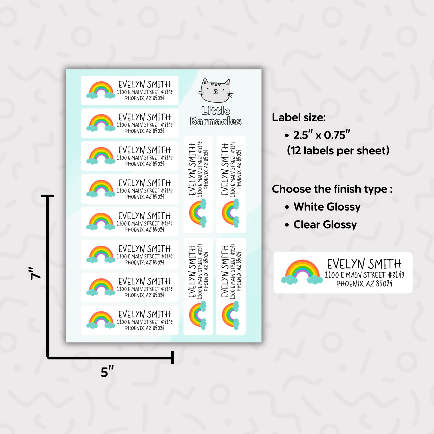 Rainbow Custom Address Labels, Return Address Labels, Personalized Mailing Labels