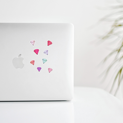 Mini Gemstone Sticker Sheet • Waterproof Vinyl Crystal Stickers • Cute Gem Decals • Small Laptop Water Bottle Journal Stickers