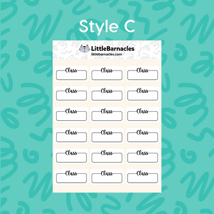 Class Planner Sticker • 1.5 Inch Quarter Box • School Reminder Label • Calendar Planner Sticker • Text Color Options