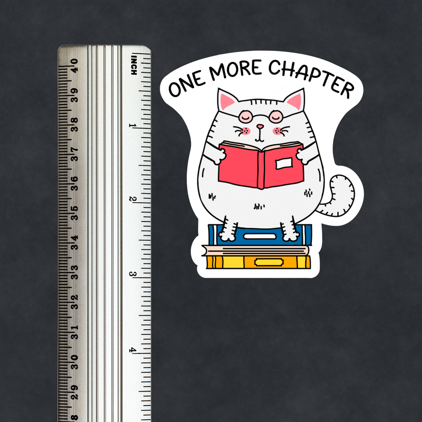 One More Chapter Sticker Funny Cat Sticker Book Lover Reader Gift Book Journal Sticker Book Sticker Waterproof Vinyl Laptop Water Bottle