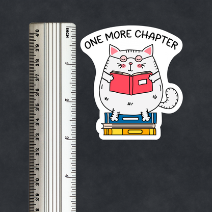 Funny Cat Reading Sticker • One More Chapter Decal • Book Lover Vinyl Sticker • Cute Reading Cat • Laptop Water Bottle Sticker
